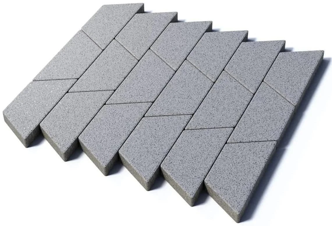 Тротуарная плитка Трапеция, 80 мм, мрамор, белый с черным