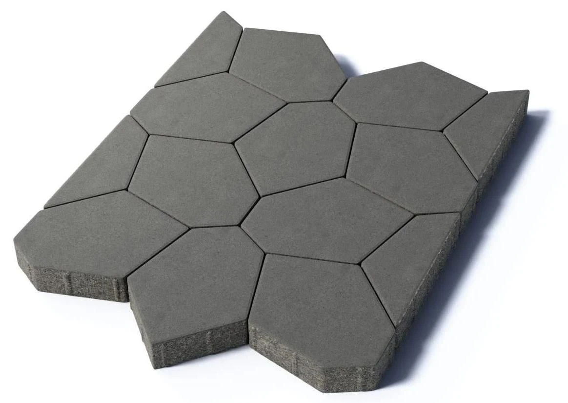 Тротуарная плитка Туртур, 80 мм, гранит, серый