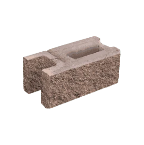 Заборный блок колотый, стеновой, 380*190*140мм, коричневый