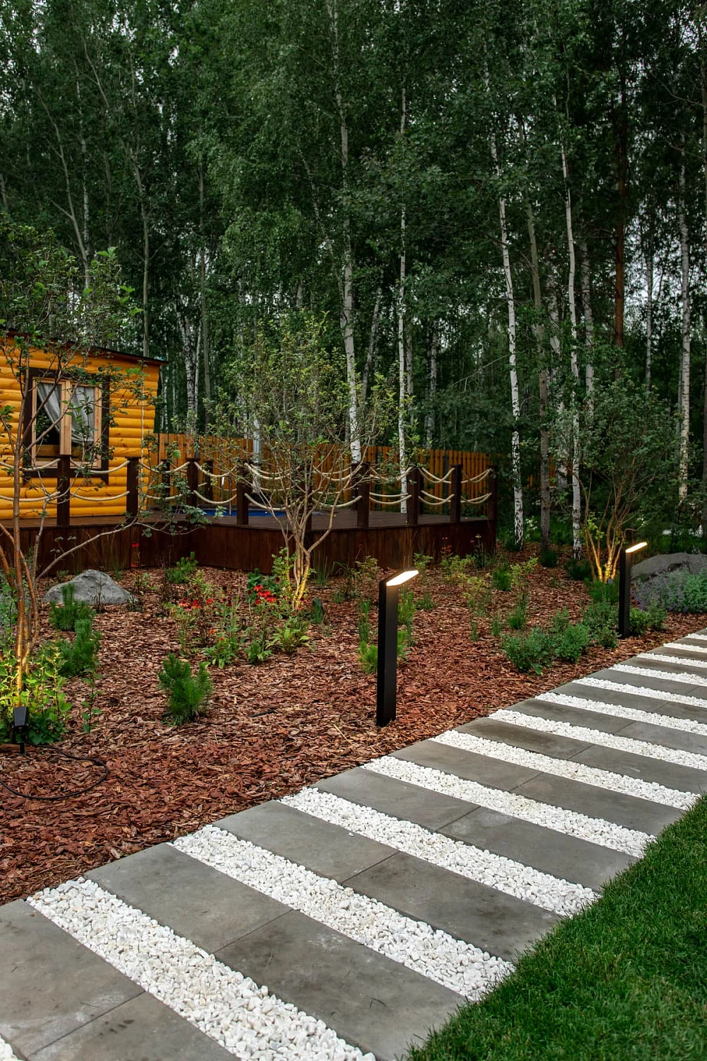 Ландшафтный дизайн участка 9 соток на Московском тракте